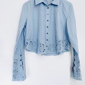 NWT Free People Light Blue Button Down Shirt